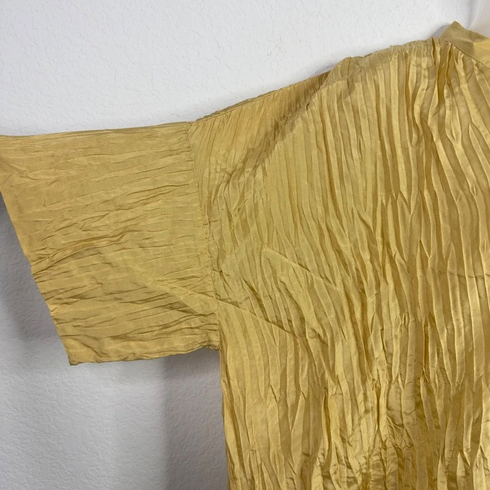 Vince Shirt Women 2X Gold Silk Textured Crinkle Capsule Minimalist Luxury Career